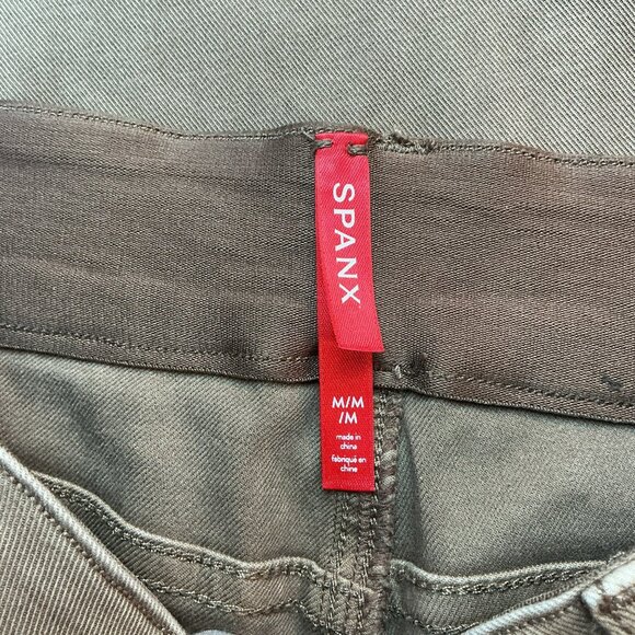 Spanx Khaki Wide-Leg Pants Womens Medium Stretch Cotton Blend Casual - Picture 11 of 11